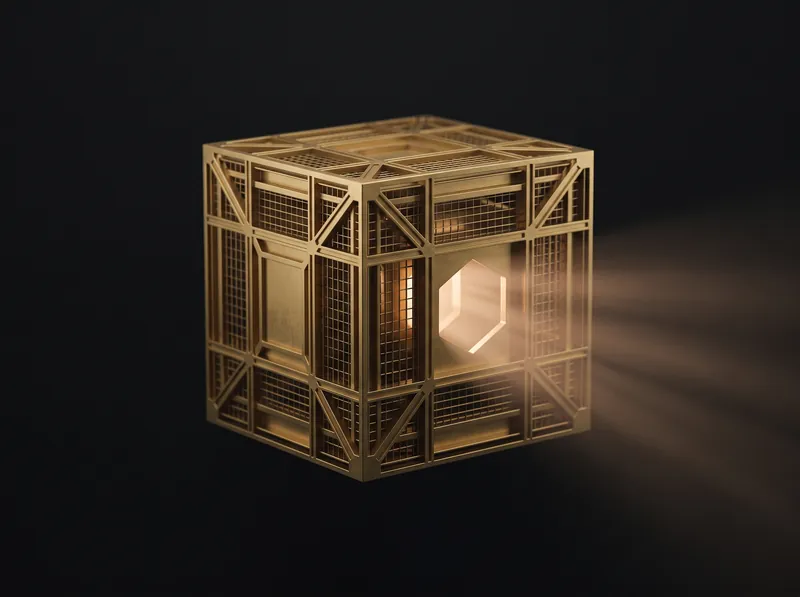 A gold lattice enclosure with light through one aperture